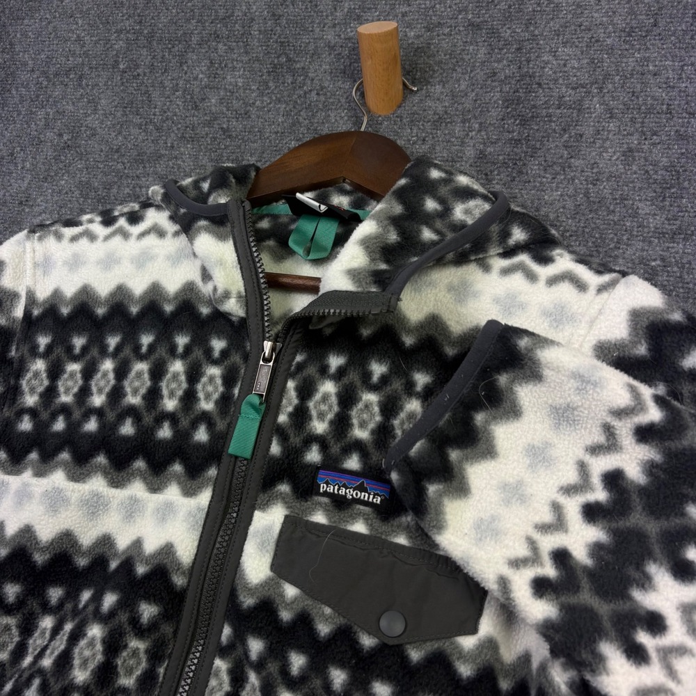 Patagonia Synchilla Fleece Hoodie Mens Medium Grey Fair Isle Full Zip Jacket